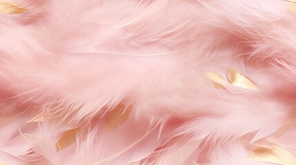  a close up of a pink and gold background with lots of pink and gold feathers on top of each other.