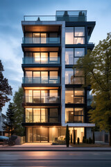 Modern residential apartment flat building exterior