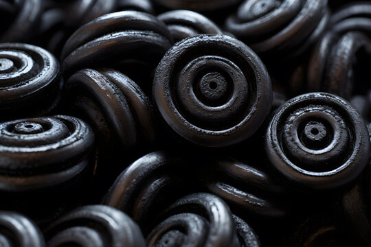 Close up of black licorice sweets