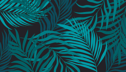 green leaves palm floral lines art print design. Botanical Wall Art Vector Abstract art design for wall print. - obrazy, fototapety, plakaty