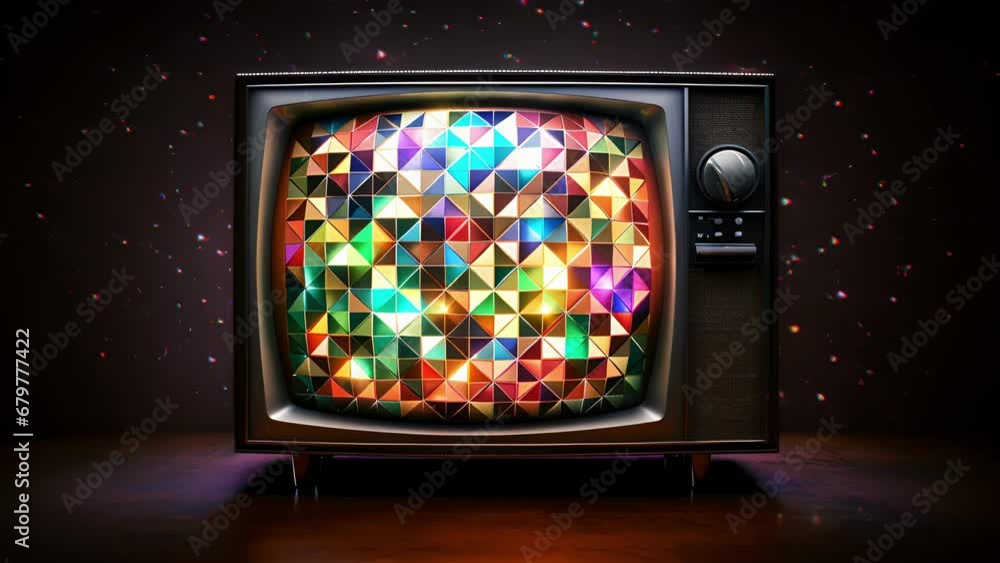 Poster an oldfashioned television set with a bulky frame featuring an array of ling stars on a black backgr