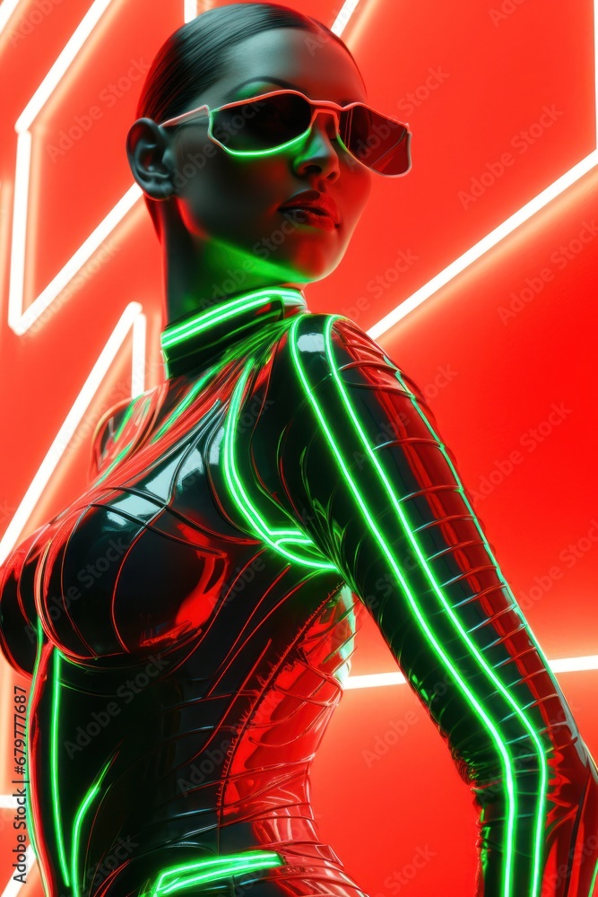 Aufkleber glimpse of high-tech fashion in the future generative ai