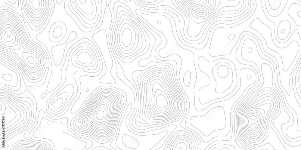 Poster Ocean topographic line map with curvy wave isolines vector illustration. Abstract topographic contours map background, Vector contour topographic map. Cartography texture abstract banner use..