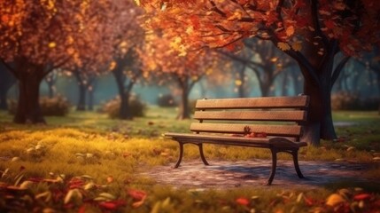 Fototapeta na wymiar bench in autumn park