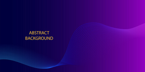 Abstract purple and blue lines on a gradient background. Modern wave texture. Elegant pattern. Suit for cover, wallpaper, desktop, header, banner, presentation, poster, website. Vector illustration
