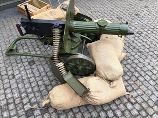 Old world war one belt fed machine gun 
