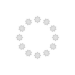 Elegant round frame flower icon isolated on white background