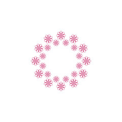 Elegant round frame flower icon isolated on white background