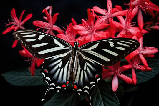 The Zebra Swallowtail butterfly on the flower