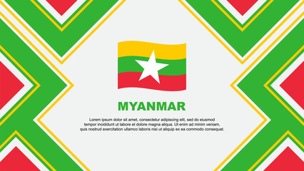 Myanmar Flag Abstract Background Design Template. Myanmar Independence Day Banner Wallpaper Vector Illustration. Myanmar Vector