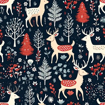 Minimalistic Elegance: Christmas Reindeer Pattern on a Stylish Holiday Background