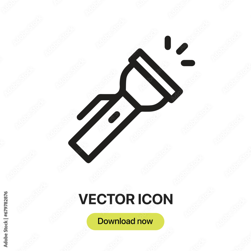 Poster flashlight icon vector. linear-style sign for mobile concept and web design. flashlight symbol illus