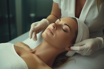 patient getting bottom line injections in medical salon