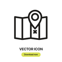 Map icon vector. Linear-style sign for mobile concept and web design. Map symbol illustration. Pixel vector graphics - Vector.	