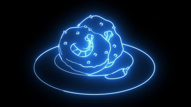 Animated shrimp bakwan icon with a glowing neon effect