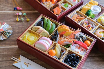 日本のお正月の定番おせち料理 - obrazy, fototapety, plakaty
