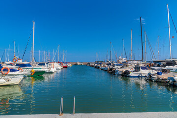 Fototapeta na wymiar La Pobla de Farnals marina Spain Mediterranean coast north of Valencia with boats and yachts