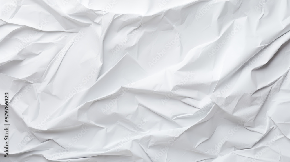 Fototapete a crumpled white paper texture with multiple creases and folds creating an abstract pattern.