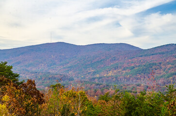 hazy landscape in the mountains