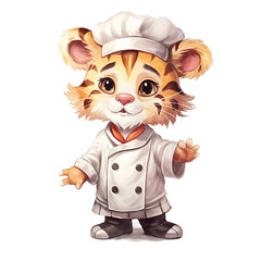 Chef Bengal Tiger clipart PNG