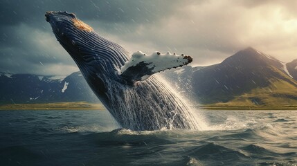 
Humpback whale in the summer feeding grounds of the North Atlantic, Iceland photography