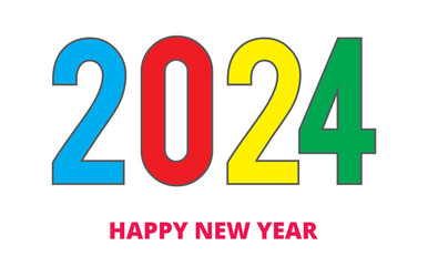 Cartel con el mensaje Año 2024 Feliz año Nuevo. Vector