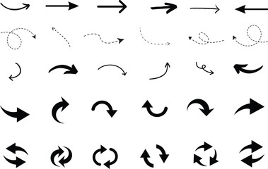 Arrows set. Arrow icon collection. Set different arrows or web design. Arrow flat style isolated on white background - stock vector.