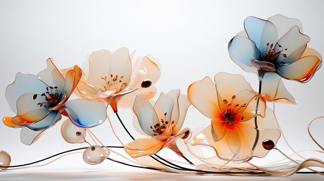  a close up of a bunch of flowers on a white background with a blurry image of flowers in the background.