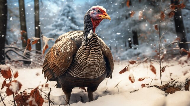 
Wild turkey in the snow photography