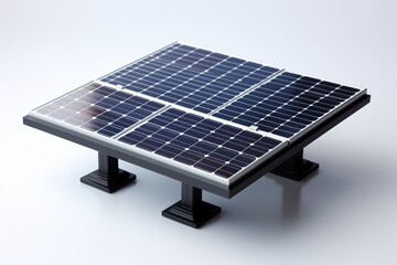 Photovoltaic solar panels detached from a whitish backdrop.
