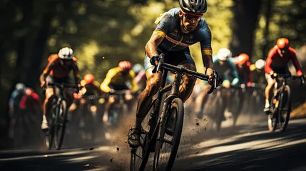 Rolgordijnen Cyclist competing in professional race © neirfy