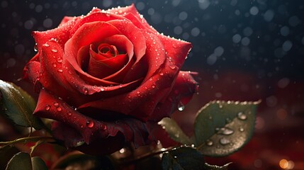 red rose with water drops