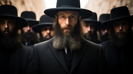 Portrait, group of orthodox Jews.