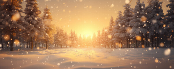 Ethereal beauty of a snowstorm during the golden hour