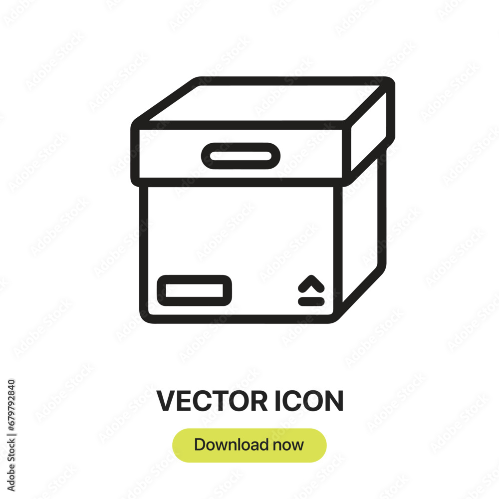 Leinwandbilder box icon vector. linear-style sign for mobile concept and web design. box symbol illustration. pixel