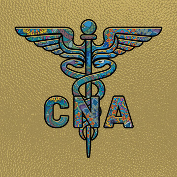 CNA Nurse, Medical symbol caduceus CNA nurse practitioner vector, coloring medical symbol with CNA text, Caduceus Symbol, CNA Nurse Mandela design