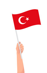 Vector Flag of Turkey Hand holding a Turkey flag