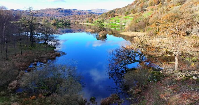 Majestic autumnal view of Lake Waters in Rydal, lake district area of United Kingdom. 