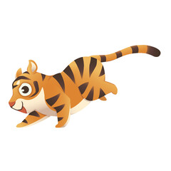 Tiger running and jumping hunting animation frame 2.