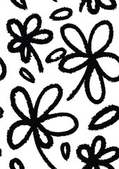 Floral illustration vector, abstract hand drawn flower seamless pattern doodle element shape for texture background