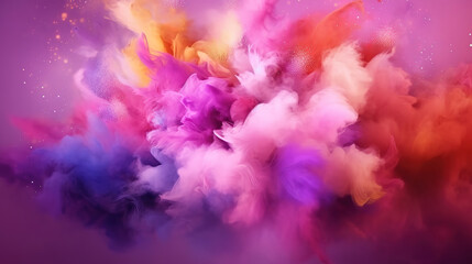 Mardi gras carnival background, smoke cloud purple pink violet splash. Generative AI - obrazy, fototapety, plakaty
