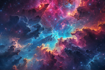 Fototapeta na wymiar Colorful Nebula Galaxy , Beautiful Space Wallpaper