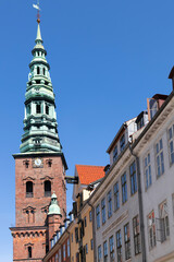 Obraz premium Downtown Copenhagen with old houses and church.