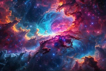 Fototapeta na wymiar Colorful Nebula Galaxy , Beautiful Space Wallpaper