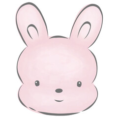 Vector illustration Cute little rabbit painted in pink watercolor. Vector illustration Cute little rabbit painted in pink watercolor.