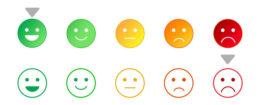 Smiley face popup viyuir status icon. Color vector isolated emoji collection. Customer feedback concept. EPS 10