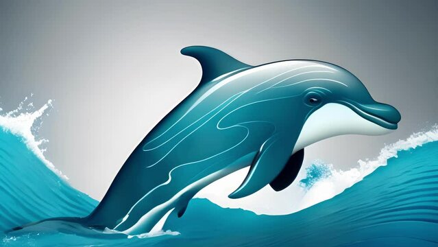 A curious dolphin surfacing above the waves. Cute creature. .