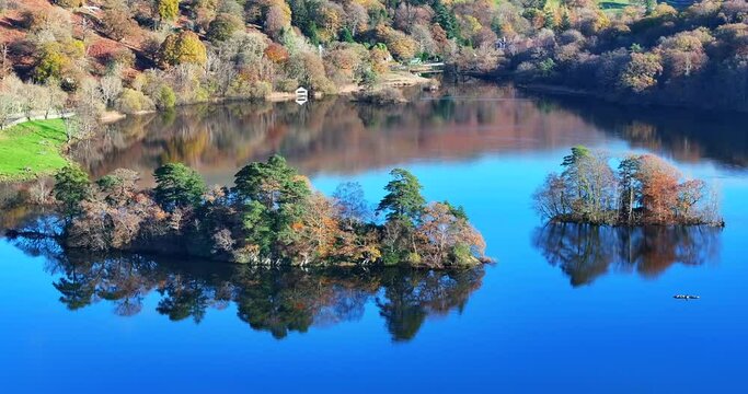 Majestic autumnal view of Lake Waters in Rydal, lake district area of United Kingdom. 