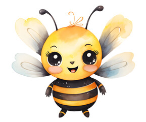 Fototapeta premium Cute watercolor smiling bee. 