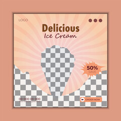 Vector ice cream social media post design template